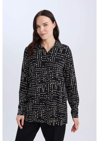 DeFacto Loose Fit Desenli Uzun Kollu Gömlek Tunik T0609AZ25SPBK81