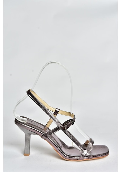 Fox Shoes Platin İnce Bantlı Kadın Topuklu Ayakkabı P518870309 Platin