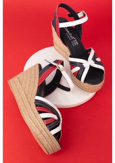 Gondol Kadın Hakiki Deri Dolgu Topuk Platform Sandalet Ell.4389 Tommy