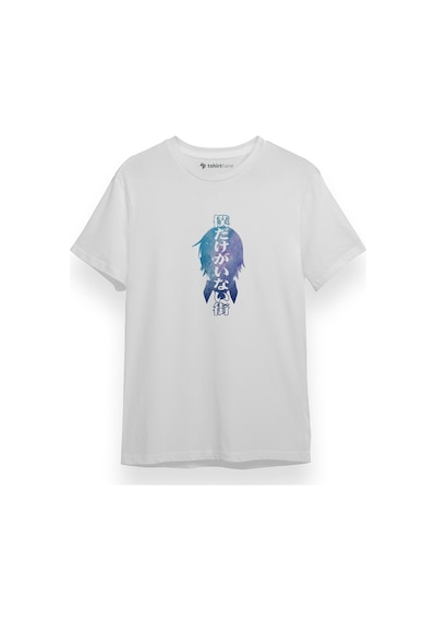 Erased Anime Blue Art Beyaz Kısa Kol Erkek Tshirt 001