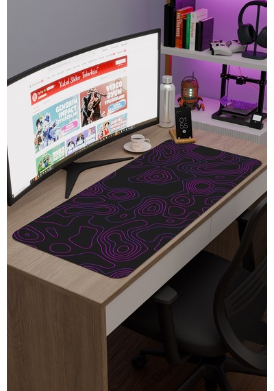 Topography Kaymaz Dikişli Kauçuk Oyuncu Mousepad V4 - 90x40 Xxl Gaming Mouse Pad Fare Altlığı