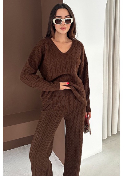 Noa & Noa Kadın Örgü Triko Takım Cozy Texture Kahverengi