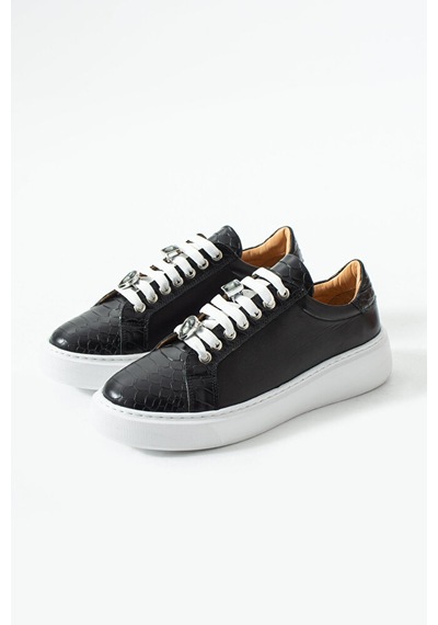 Dericia Shoes Icon Hakiki Deri Günlük Rahat Kadın Sneaker Siyah
