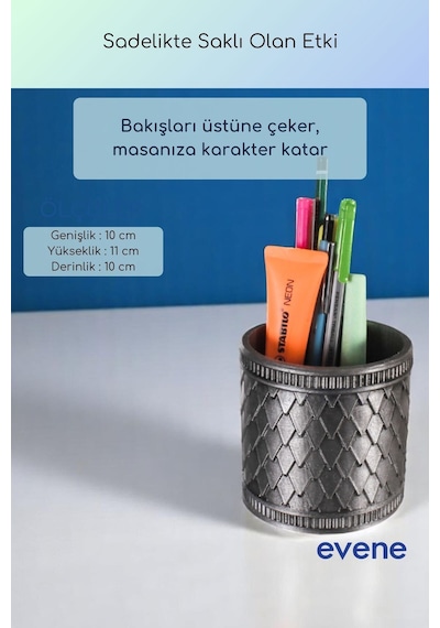 Kalemlik Masa Kalemliği Organizer Kalemlik Gümüş Eskitme Renk Model 87 Çok Renkli