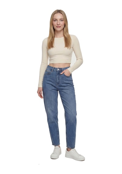 LOFT Mom Slim Fit Kadın Pantolon Lf2037084 Q1.v1 Denim