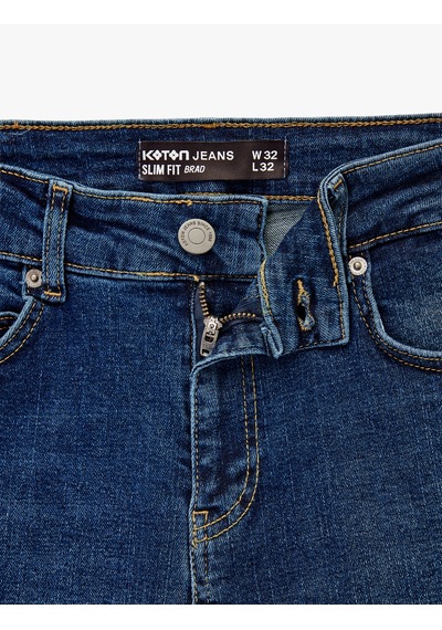 Koton Normal Bel Cepli Pamuklu Slim Fit Jean Pantolon - Brad Jean Koyu İndigo 7wam40008nd Koton Normal Bel Cepli Pamuklu Slim Fit Jean Pantolon - Brad Jean Koyu İndigo 7wam40008nd
