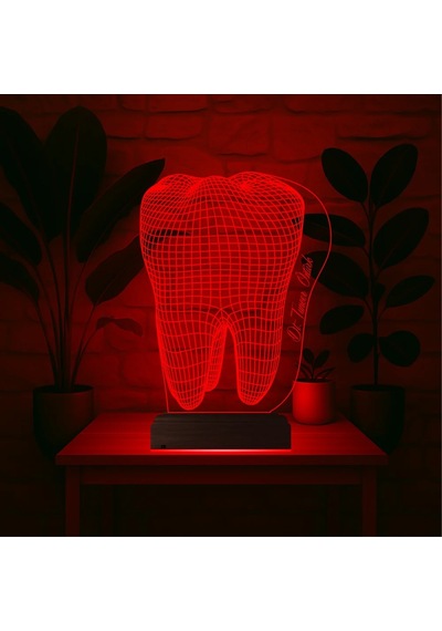 Luvivia Diş Hekimi Diş Doktoru Hediye Kişiye Özel 3d Lamba - Masa Gece Lambası V2 Şeffaf