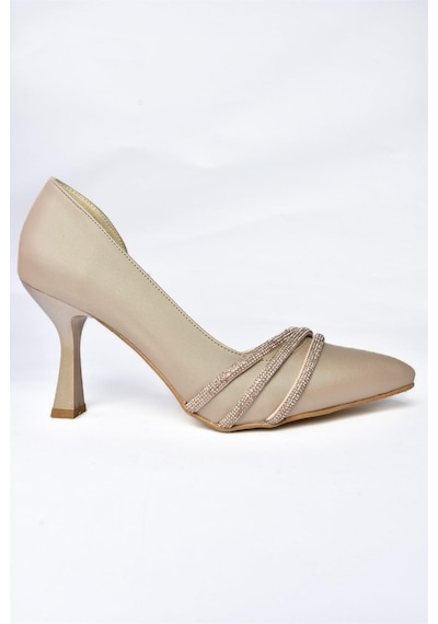 Fox Shoes P246068504 Ten Kumaş İnce Topuklu Kadın Ayakkabı Ten Rengi