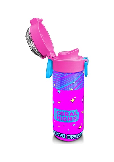 Coral High Kids Mor Pembe Mavi K-popdesenli Pipetli Ve Direkt İçim Çelik Termos 500 Ml 31831 Mor - Lila