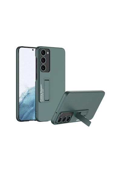 Samsung Galaxy S22 Plus Uyumlu Standlı Mat Full Koruyucu Kapak Matte Full Protective Cover Kırmızı