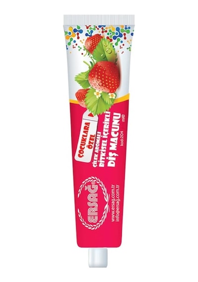 Ersağ Çilek Aromalı Bitkisel İçerikli Çocuk Diş Macunu 75 G