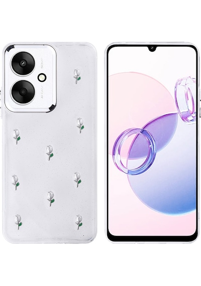 Redmi 13c Kılıf Airbag Tasarımlı Simli Şeffaf Tchs Kutup Kapak - Lale Lale
