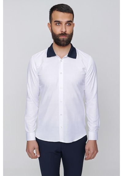 Efor G 1491 Slim Fit Beyaz Spor Gömlek Beyaz