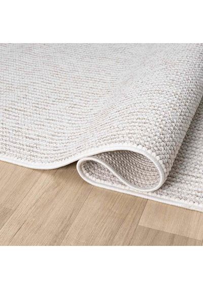 Krem Bukle Dokulu Düz Renk Modern Halı - Bk0360 Bej