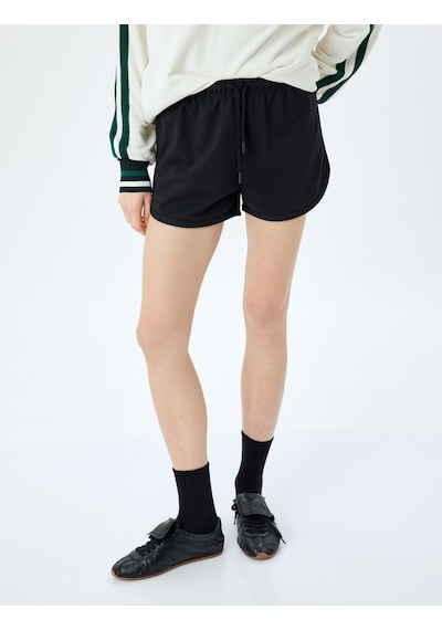 Koton Beli Bağcıklı Oversize Mini Şort Siyah 5sal40034ık Siyah