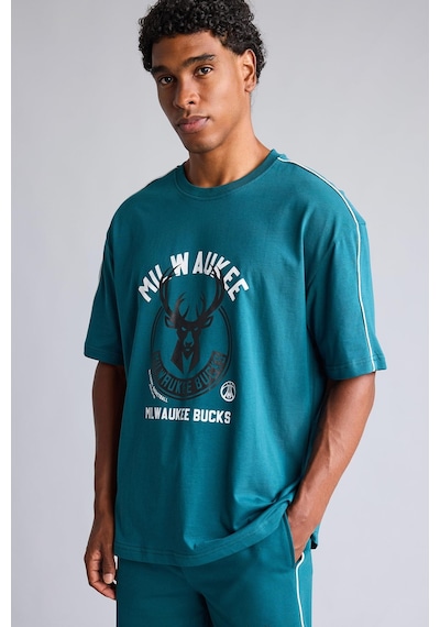Defacto Nba Milwaukee Bucks Baskılı Biyeli Oversize Bisiklet Yaka Kısa Kollu Tişört H7728ax26augn1020 Yeşil-gn1020