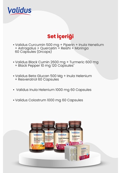 Longevity Vital Set - Curcumin - Black Cumin - Beta Glucan - Inula Helenium - Colostrum