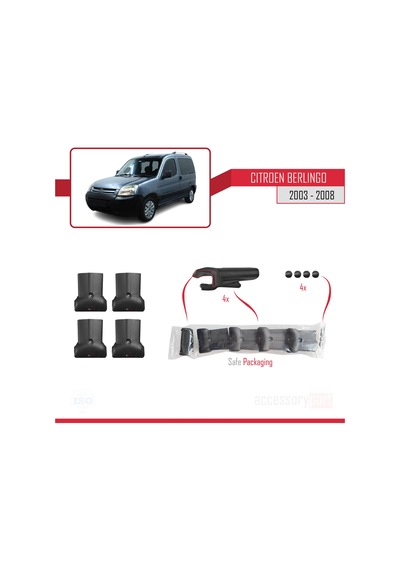 Citroen Berlingo 2003-2008 Arası FLY Model Ara Atkı Tavan Barı GRİ