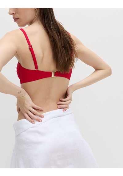 Marks & Spencer Dolgulu Detaylı Bandeau Bikini Üstü Kırmızı