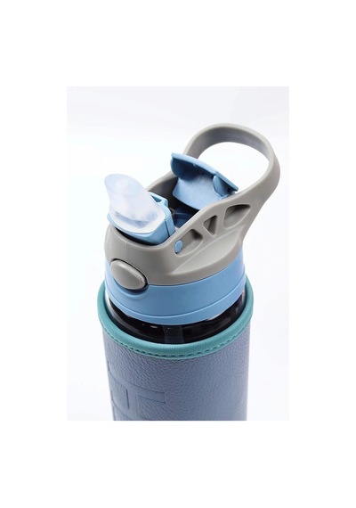 Deri Kılıflı Pipetli Cam Matara - 500 Ml-h2o87152 Mavi