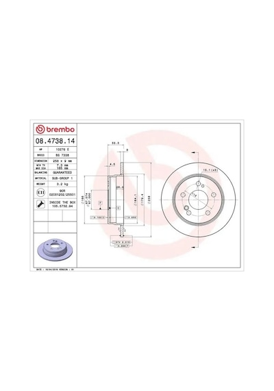 Mercedes C200d W202 Arka Fren Diski 1993-1996 Brembo 08473814 2adettir
