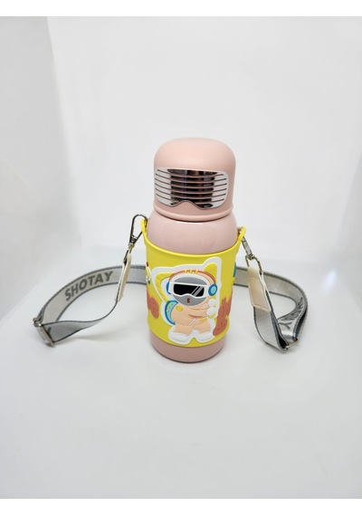 Shotay St-8812 Space 600ml Çift Başlık Kapak Termos Matara Pembe