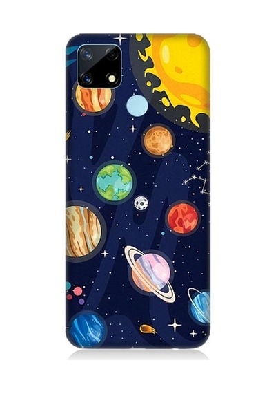 Realme C17 Uyumlu Gezegenler Ve Yıldız Haritası Desenli Silikon Kılıf