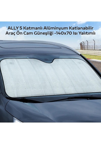Ally 5 Katmanlı Alüminyum Katlanabilir Araç Ön Cam Güneşliği -140x70 Isı Yalıtımlı- 5775