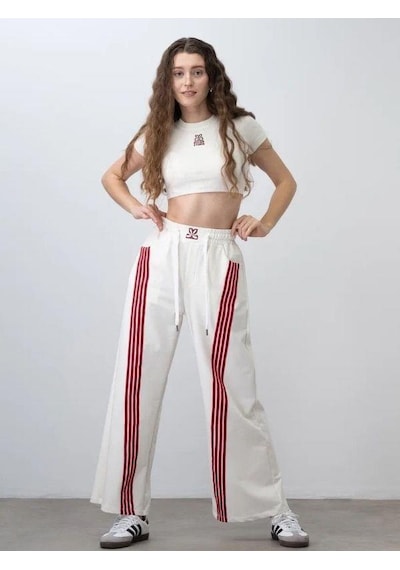 Zekids Kız Çocuk Fitilli Yarım Kollu Crop T-shirt-15799 Krem Bordo
