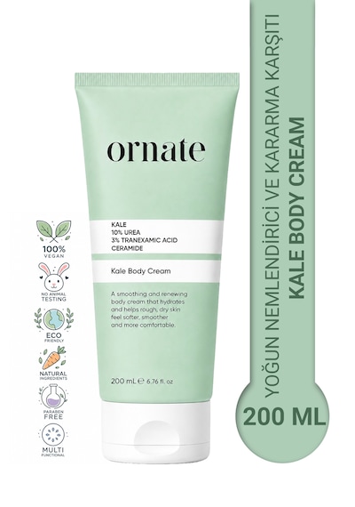 Kale, %10 Üre, %3 Traneksamik Asit, Seramid İçeren 24 Saat Etkili, Yoğun Nemlendirici, Pürüzsüzleştirici, Ton Eşitleyici Vücut Kremi 200 Ml