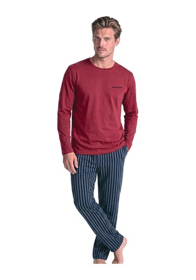 Pierre Cardin 6147 Erkek Uzun Kollu Bisiklet Yaka Pijama Takımı -bordo