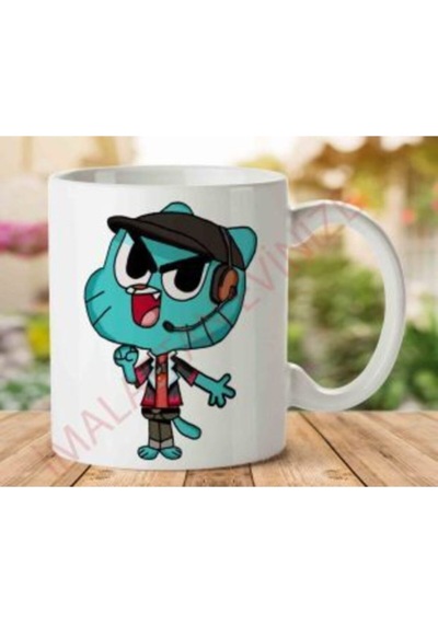Gumball Karakter İki Tarafı Baskılı Kupa Bardak Çok Renkli