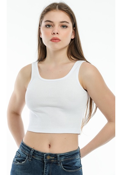 Kadın Crop Örme Atlet-tişort Spr21y12 001