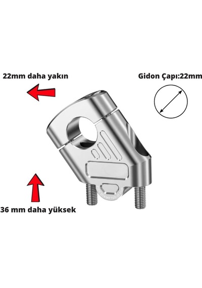 Nukroport 22 Mm Gidonlar İçin Gidon Yükseltme Aparatı Siyah