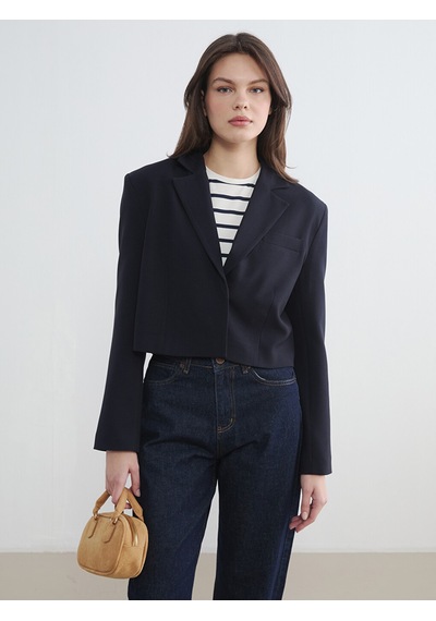 Lcw Vision Lacivert Kadın Crop Blazer Ceket
