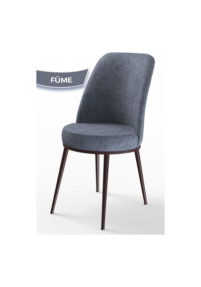 Canisa Concept Dexa Serisi, Üst Kalite Yemek Odası Sandalyesi, Metal Kahverengi Iskeletli, 1 Adet Füme Füme, Metal