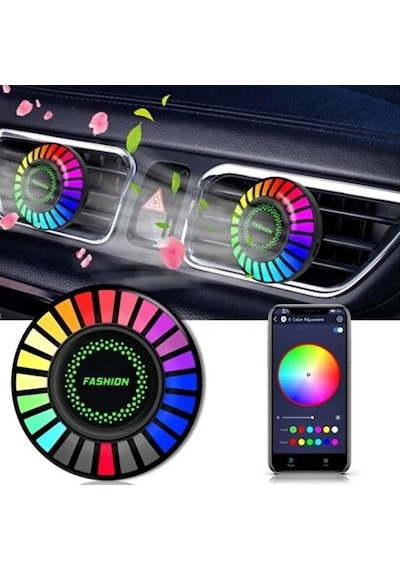 Otokoku Bluetooth Uygulama Kontrollü Havalandırma Araç İçi Koku Hazneli Rgb Sese Duyarlı Led Işık