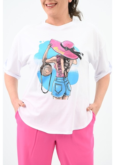 Kadın Büyük Beden Oversize T-shirt Takım 8104-24 001