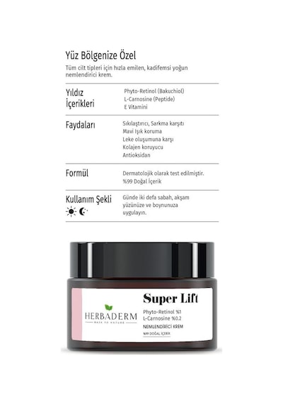 Herbaderm Super Lift Leke Oluşumuna Karşı Mavi Işık Koruma Sağlayan Nemlendirici Krem 50 ML