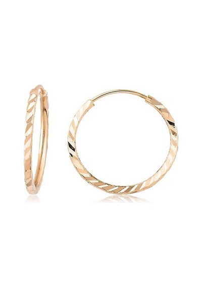 Yelpaze Kalemli Pembe Altın Halka Küpe Çapı: 1.8cm - Rose Gold Pembe Altın