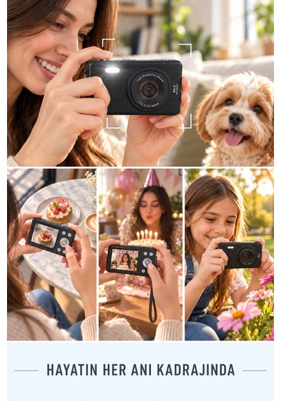 Mimtec Blm-105mini Dijital Fotoğraf Makinası - 2.8" Hd Ekran 12 Farklı Dil Seçenekli Dijital Video Kamera Siyah