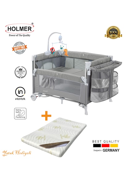 Holmer Yatak Hediyeli Eurostyle Maxi Comfort Dönenceli Anne Yanı Park Yatak 70x110cm + Aloevera Yatak