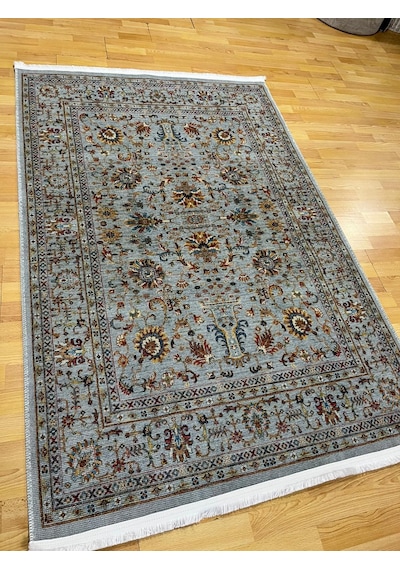 Melidia Rustik Serisi Vintage Salon Oturma Odası Halısı Mutfak Halısı Tozum Az İnce Makina Halısı Mavi Gri