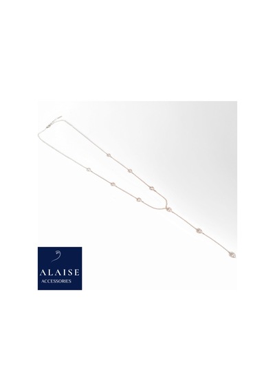 Kalp Taşlı Uzun Kolye 90 Cm Gümüş