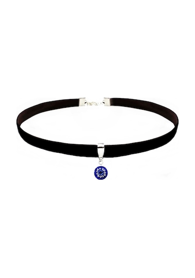 Bijustore Zirkon Taş Nazar Boncuklu Kadın Kadife Choker Kolye Sarı