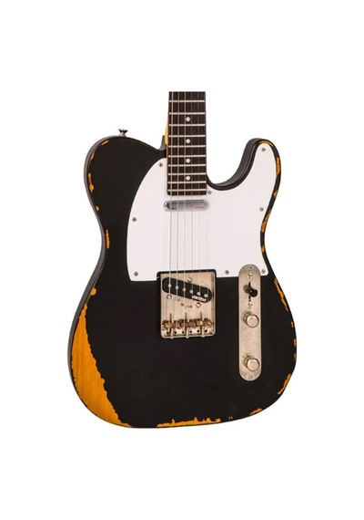 Vintage V62 Icon Elektro Gitar - Distressed Black