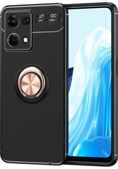 Oppo Reno 7 4g Kılıf Zore Ravel Silikon Kapak Siyah-Rose Gold