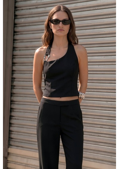 Sateen Aksesuar Detaylı Bluz - Siyah-137443