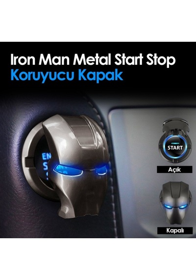 Start Stop Tuşu Kapağı Iron Man Metal Tuş Koruyucu Çinko Siyah