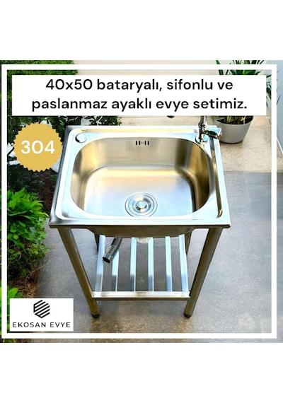 Ekosan 4050 Seyyar Bahçe Evyesi Krom